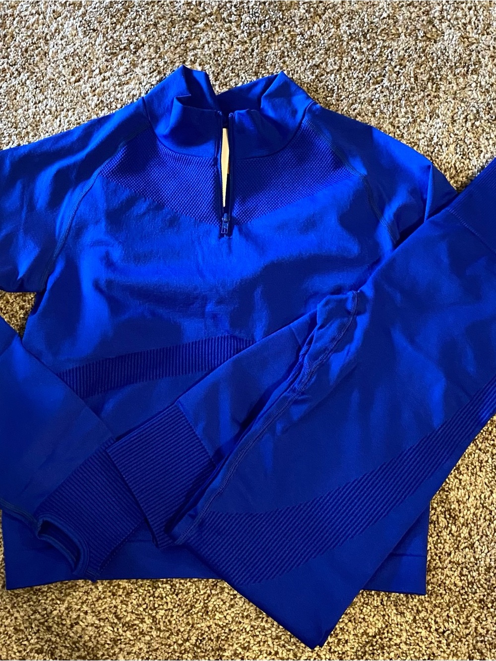 PINK Victoria's Secret Royal Blue Seamless Quarter-Zip Set